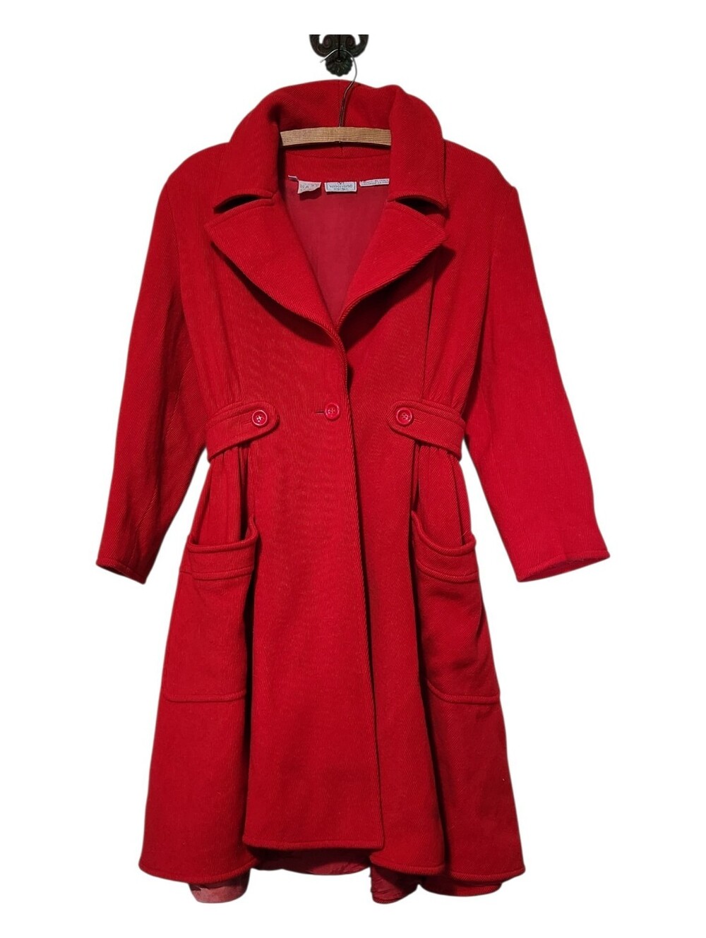 Vintage 70's Valentino Boutique Italy Red Fit & Flare Coat Size 8
